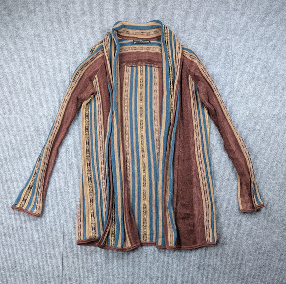 Peruvian Connection Sweaters - Peruvian Connection Duster Cardigan Womens Medium Open Front Boho Tribal Western
